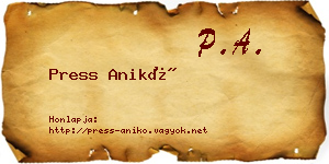 Press Anikó névjegykártya